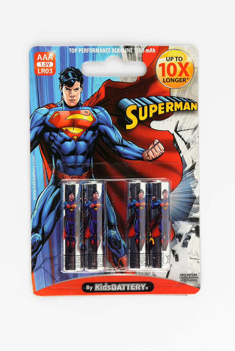 Kidsbattery - SuperMan 4 x AAA/LR03 Alkaline