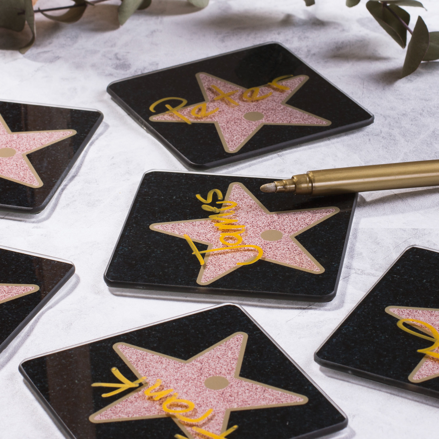 Untersetzer - Hollywood Stern aus Glas (6er Pack)